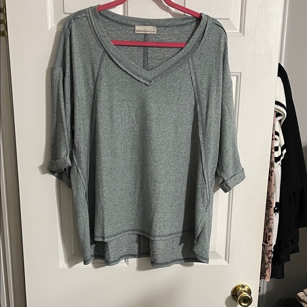 Z Supply Slate Gray V-Neck Relaxed Sweatshirt
